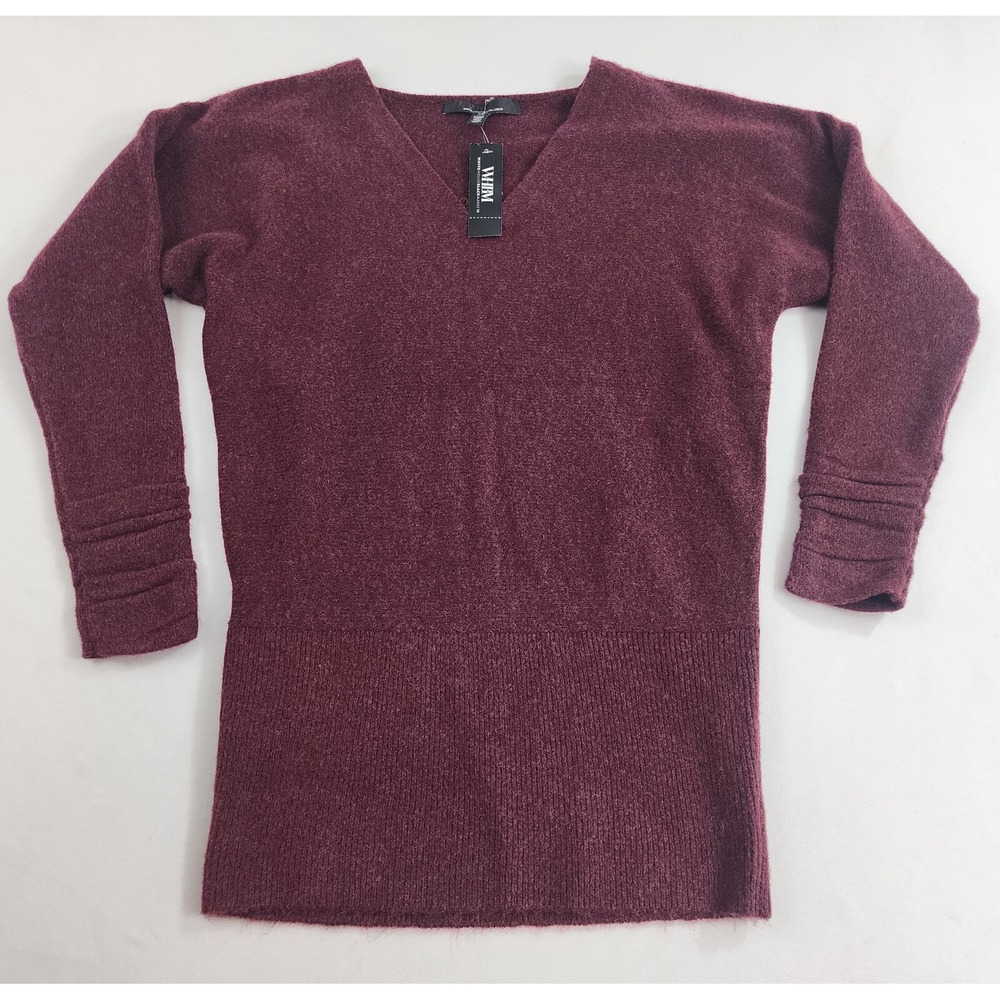 White House Black Market light sweater womens XS burgundy 5% wool $85 ladies